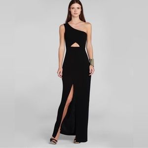 BCBGMaxazaria One Shoulder Cutout Gown in Black Size 4